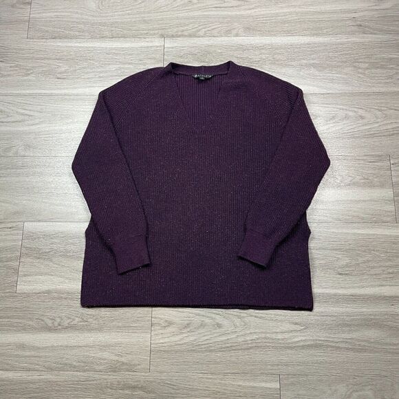 Athleta Sweater Womens Small Purple Merino Wool V Neck Knit - Picture 1 of 12